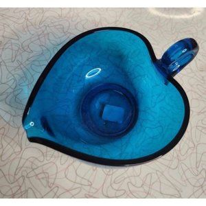 Viking Bluenique Epic 5 Inch Ring Handled Bon Bon Glass Dish, Art Glass...